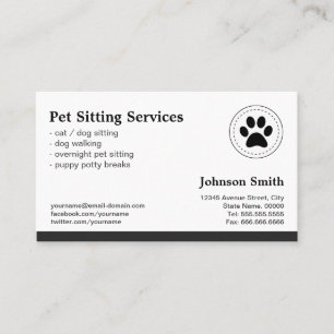 Tarjeta De Citas Mascota Sitting Pet Care - Nombramiento