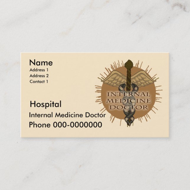 Tarjeta De Citas Médica de Medicina Interna Caduceus (Anverso)
