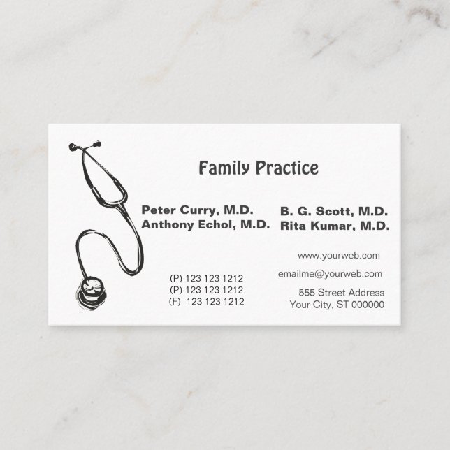 Tarjeta De Citas Médico del RN del estetoscopio de la enfermería de (Anverso)