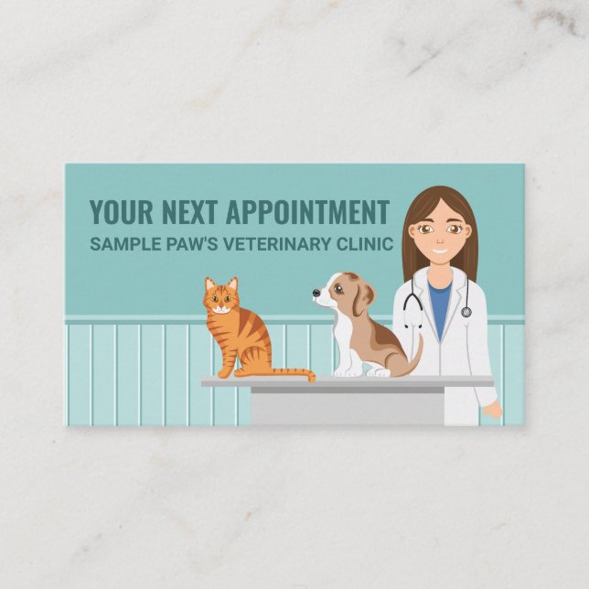 Tarjeta De Citas Médico veterinario Personalizado (Anverso)