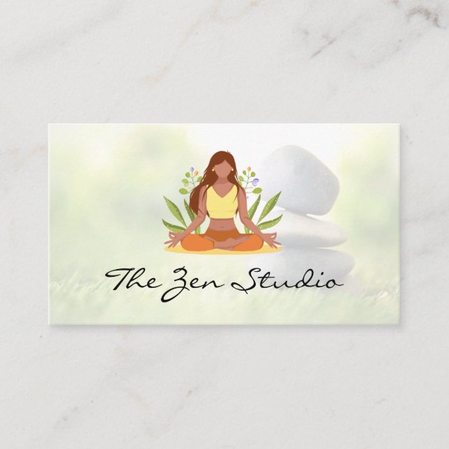 Tarjeta De Citas Meditation Sitting Logo | Stones in the Grass (Anverso)