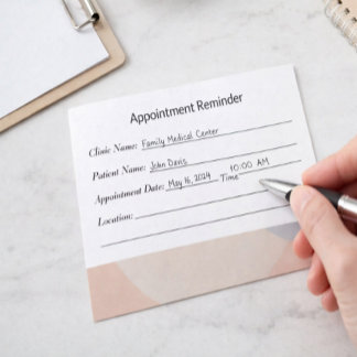 Tarjeta De Citas Minimal Appointment Reminder Card Clean Design