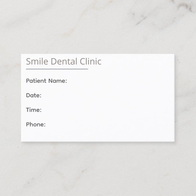 Tarjeta De Citas Minimal Beige Dental Appointment Card One Line (Anverso)