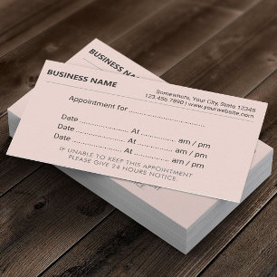 Tarjeta De Citas Minimalist Blush Pink Appointment Reminder