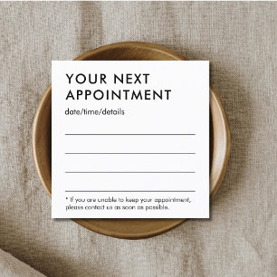 Tarjeta De Citas Minimalista Elegante Negrita Blanco y Negro