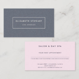 Tarjeta De Citas Minimalista Moderno Lino Azul y Rosa Claro