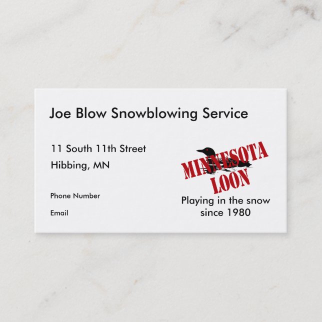 Tarjeta De Citas Minnesota Loon Business Cards (Anverso)