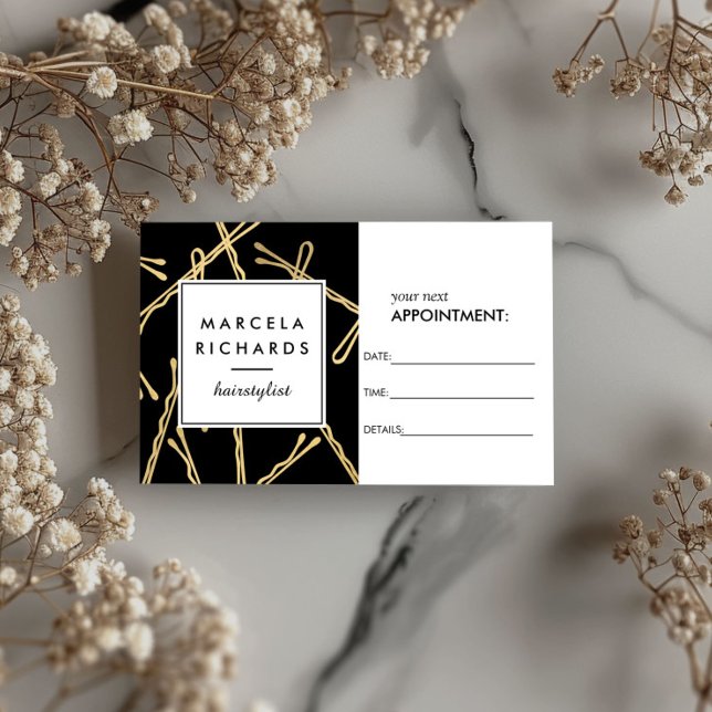 Tarjeta De Citas Moda Café Bobby Pins Salón de pelo Nombramiento ne (Subido por el creador)