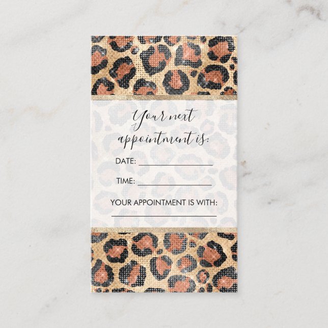 Tarjeta De Citas Moda de lujo Impresión de animales de leopardo neg (Anverso)