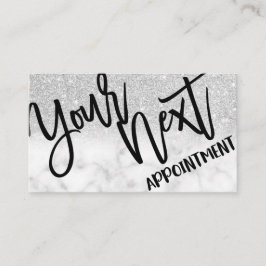 Tarjeta De Citas Moda glamurosa Purpurina Plata moderna Mármol