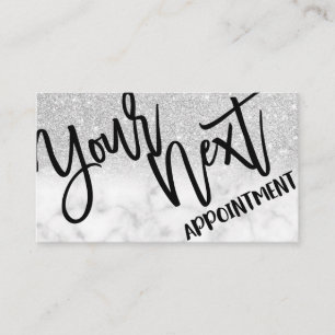 Tarjeta De Citas Moda glamurosa Purpurina Plata moderna Mármol