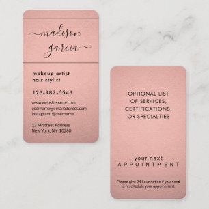 Tarjeta De Citas Moda guión moderno Rosa Relieve metalizado de imit
