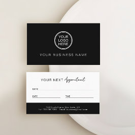 Tarjeta De Citas Modern Black and White Professional