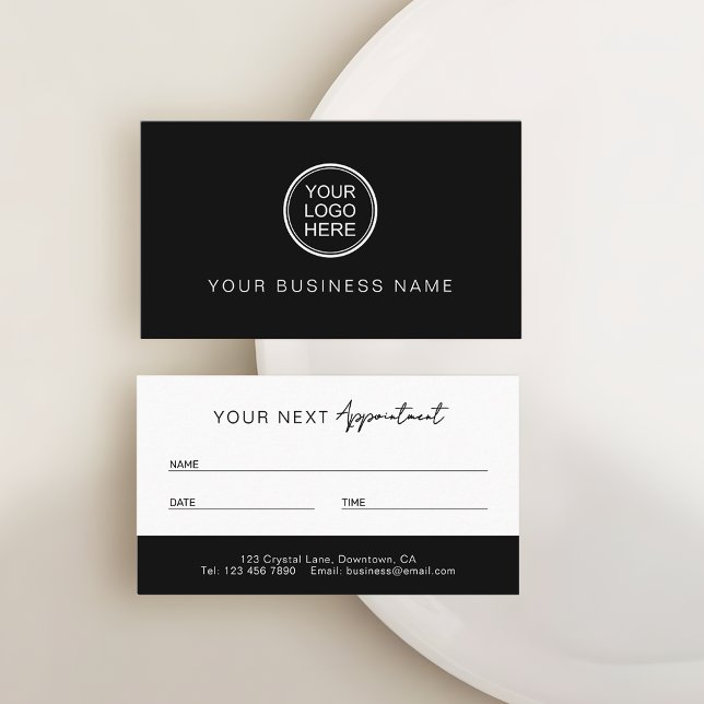 Tarjeta De Citas Modern Black and White Professional (Subido por el creador)