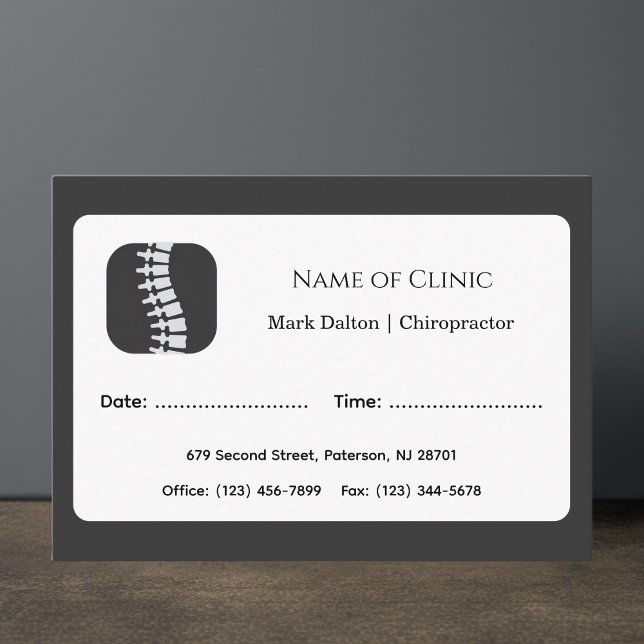 Tarjeta De Citas Modern Chiropractor Appointment Reminder (Subido por el creador)