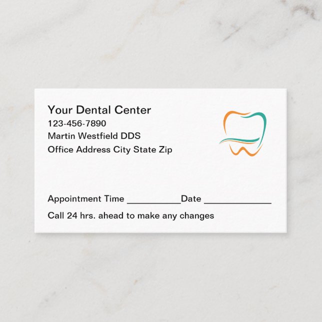 Tarjeta De Citas Modern Dentist Office Appointment Cards New (Anverso)
