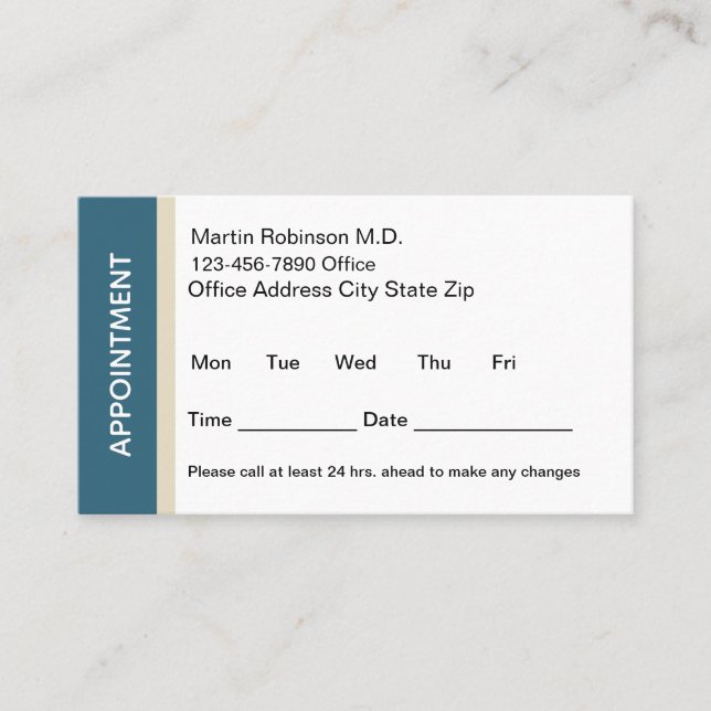 Tarjeta De Citas Modern Doctor Office Appointment Cards (Anverso)