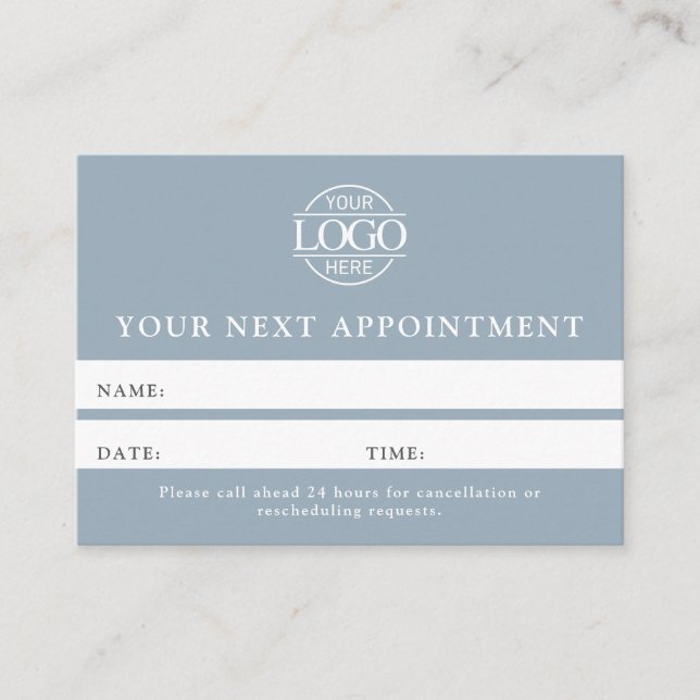 Tarjeta De Citas Modern Dusty Blue Professional Simple Reminder (Anverso)