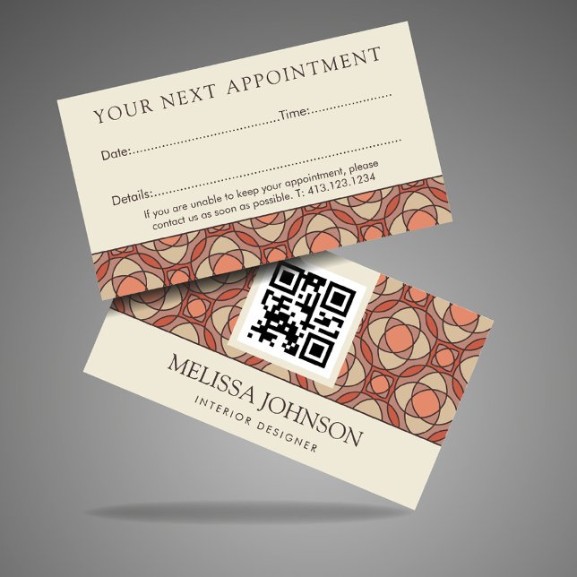 Tarjeta De Citas Modern Earthy Mosaic Interior Design Appointment (Subido por el creador)