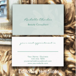 Tarjeta De Citas Modern Elegant Eucalyptus Green Beauty Consultant