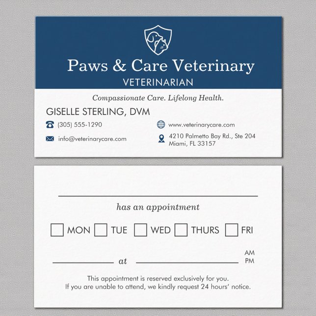 Tarjeta De Citas Modern Pet Appointment Reminder Veterinarian (Subido por el creador)