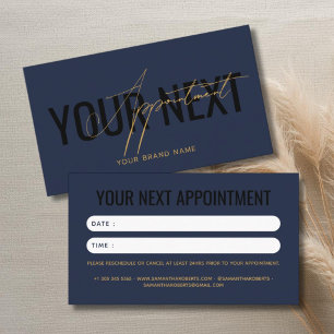 Tarjeta De Citas Moderno azul marino profesional tu próximo