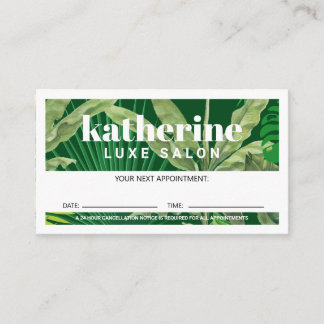 Tarjeta De Citas Moderno Boutique & Salon Green Tropical de Lujo
