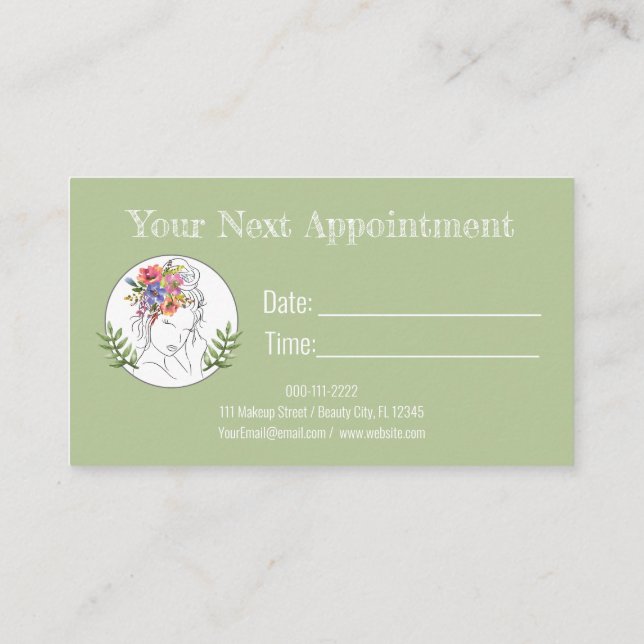 Tarjeta De Citas Moderno Estético Elegante Spa Elegante Moda Floral (Reverso)