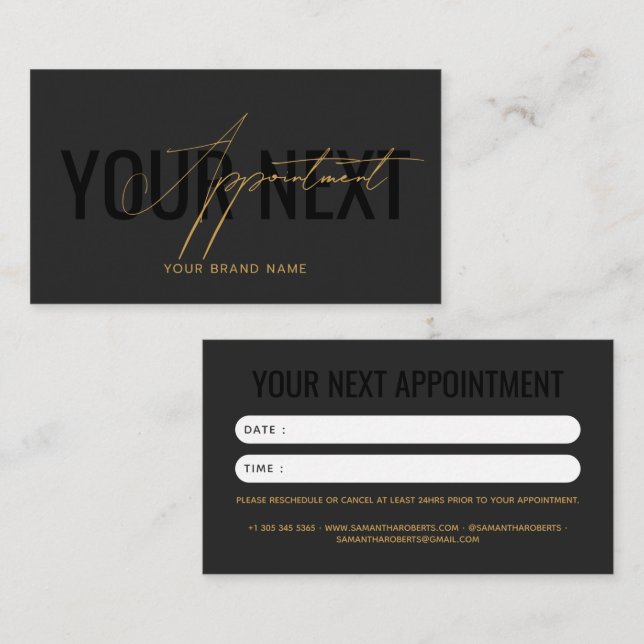 Tarjeta De Citas Moderno profesional gris negro tu próximo (Anverso / Reverso)