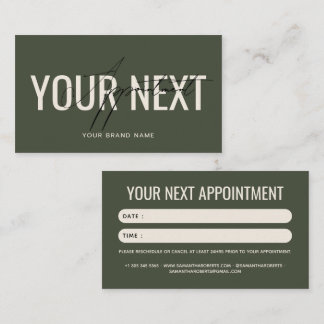 Tarjeta De Citas Moderno profesional verde tu próximo
