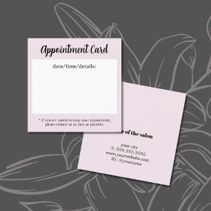 Tarjeta De Citas Moderno Salón De Pelo Blanco Rosa