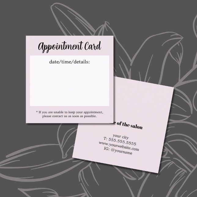Tarjeta De Citas Moderno Salón De Pelo Blanco Rosa (Subido por el creador)