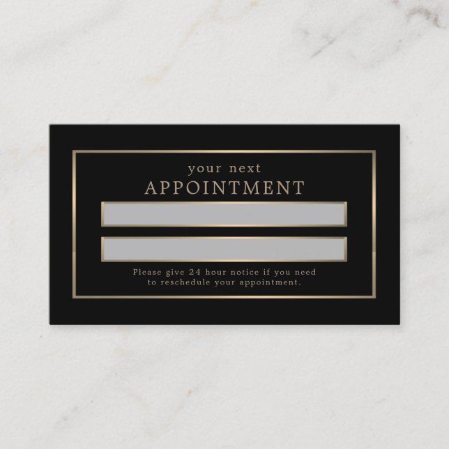 Tarjeta De Citas Moderno y elegante, negro y oro (Anverso)