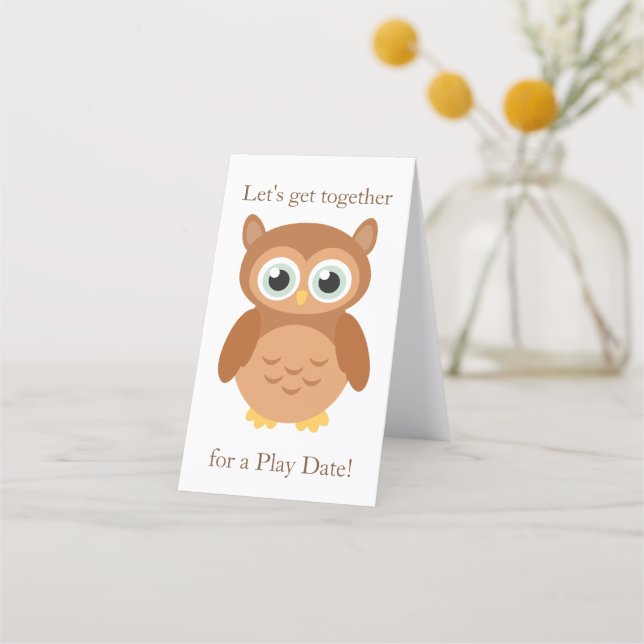 Tarjeta De Citas Mommy Play date owley llamando (Anverso)