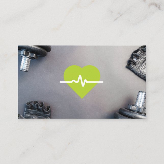 Tarjeta De Citas Monitor de corazón verde | Equipos de gimnasia (Anverso)