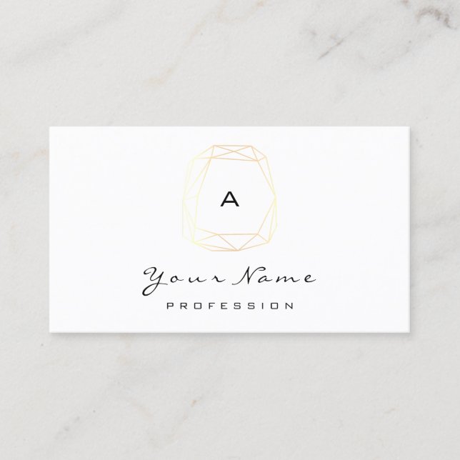 Tarjeta De Citas Monograma Dandelion Diamond White Gold Blogger (Anverso)