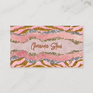 Tarjeta De Citas Monograma elegante de impresión de rosa de color n