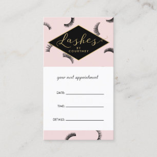 Tarjeta De Citas Mucha de azotes Lash Salon Nombramiento Rosa/Negro