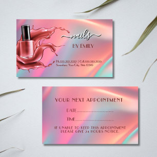 Tarjeta De Citas Nail Salon Botella polaca Splash Pastel
