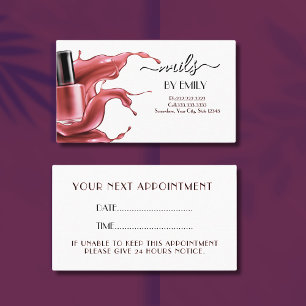 Tarjeta De Citas Nail Salon Botella polaca Splash Pastel