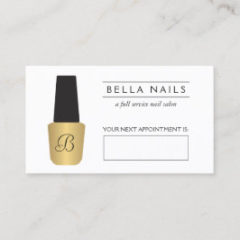 Tarjeta De Citas Nail Salon Monogram Faux Gold Nombramiento polaco