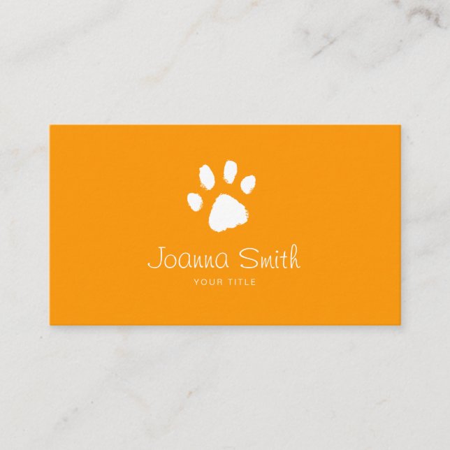 Tarjeta De Citas Naranja Paw Perro Caminando Mascota Sitting Vet No (Anverso)
