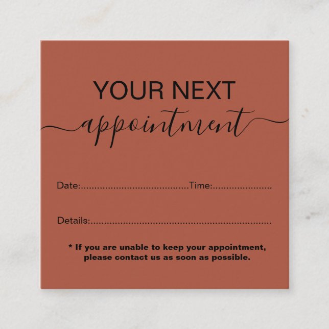 Tarjeta De Citas Naranja profesional mínimo Terracotta Boho (Anverso)