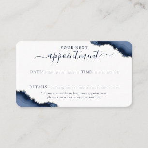 Tarjeta De Citas Navy Blue Silver Agate Purpurina Sparkle Business