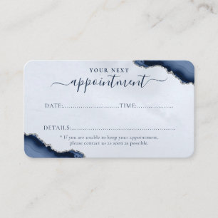 Tarjeta De Citas Navy Blue Silver Agate Purpurina Sparkle Business