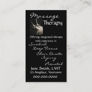 Tarjeta De Citas Negro liso de la terapia del masaje