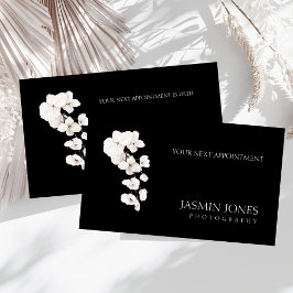 Tarjeta De Citas Negros modernos Orquídeas Blancas Florales