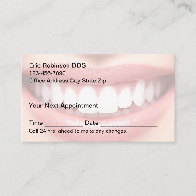 Tarjeta De Citas New Dentist Office Smile Appointment Cards (Anverso)