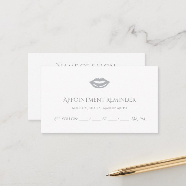 Tarjeta De Citas Nombramiento de artista profesional de maquillaje  (Anverso/Reverso In Situ)