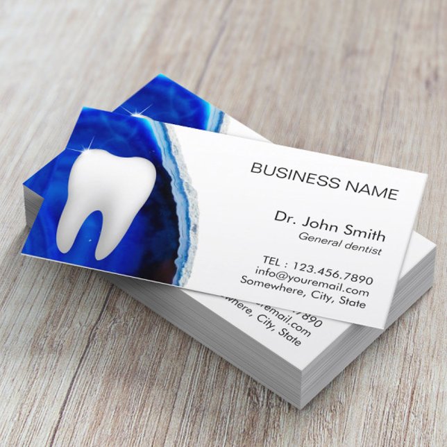 Tarjeta De Citas Nombramiento de Dental Dental Blue Agate Stone Den (Subido por el creador)